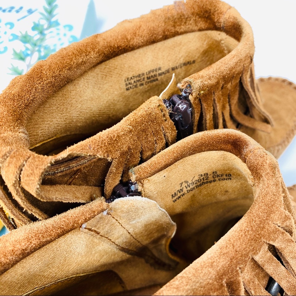 Born Fringe Leather Suede Moccasin Booties - Picture 7 of 8